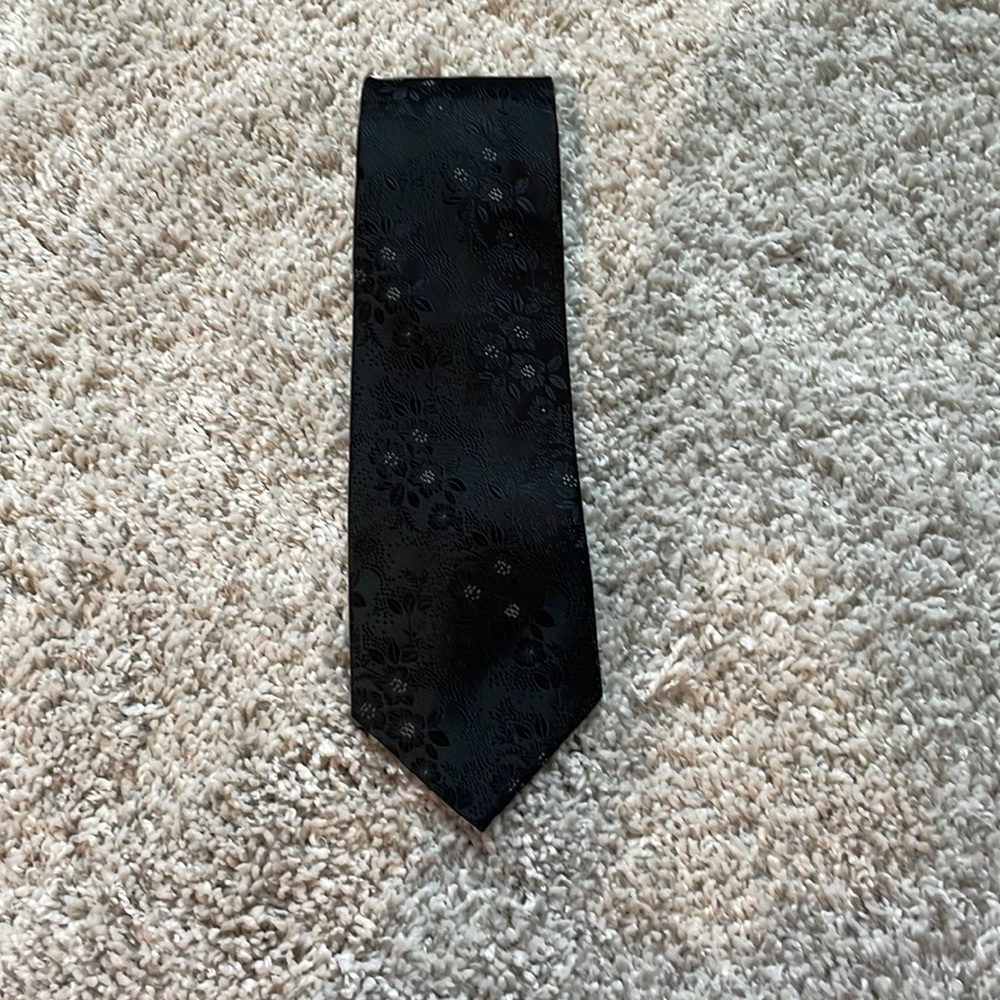 Black Floral Tie